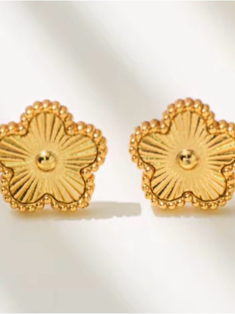 Gold Flower Stud Earrings - Women Jewelry